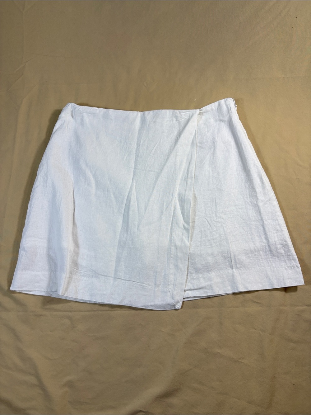 A New Day Linen Blend Wrap Mini Skort White Women's Size 12 NWT